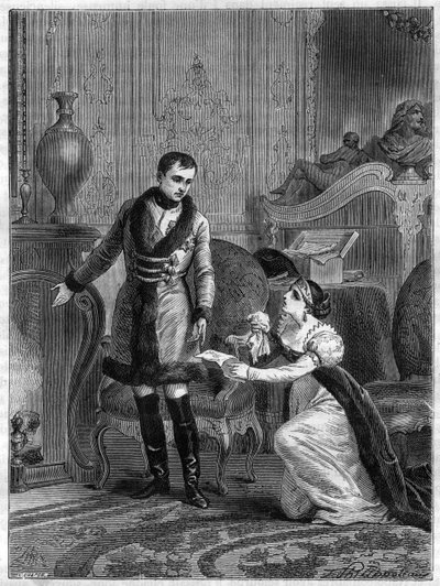 La clemencia del Emperador Napoleón I (1769-1821) hacia la Princesa de Hatzfeld que vino a pedir perdón por su esposo el Príncipe Hatzfeld, acusado de traición, el 28 de octubre de 1806 de French School