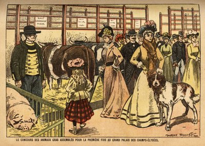 El concurso de animales grasos de las familias bovina, ovina, porcina y otras, se reúne y expone por primera vez, en la gran sala del Grand Palais des Champs Elysees; esta exposición presenta al mismo tiempo especialidades culinarias de un de French School