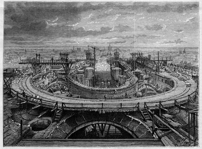 El sitio de construcción de la Iglesia del Sagrado Corazón de Montmartre en 1886, en "El Mundo Ilustre". de French School