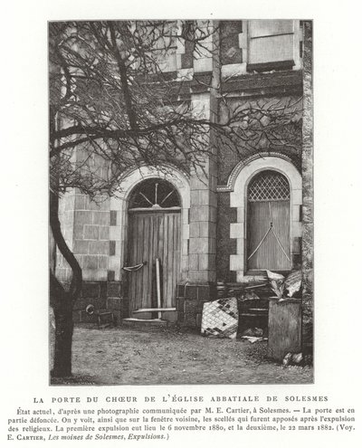 La puerta del coro de la iglesia abacial de Solesmes, Francia de French School