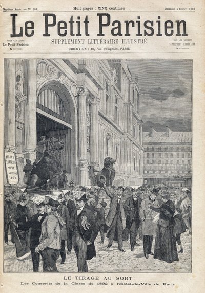 El sorteo: los conscriptos de la clase de 1892 en el Ayuntamiento de París. Uno del periódico 