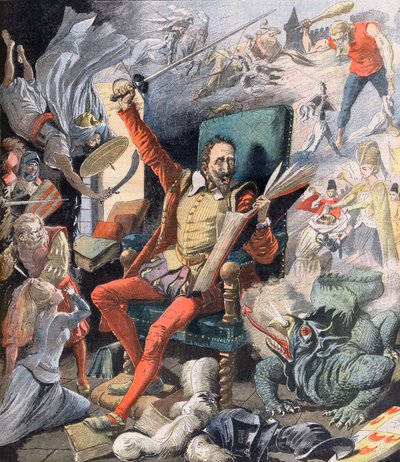 El sueño de Don Quijote. Le Reve de Don Quixote (Miguel De Cervantes) - Ilustración para Le petit Journal, 21 de mayo de 1905. de French School