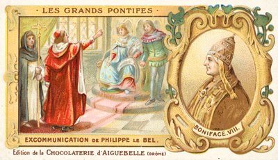La excomunión de Felipe IV de Francia por el Papa Bonifacio VIII de French School