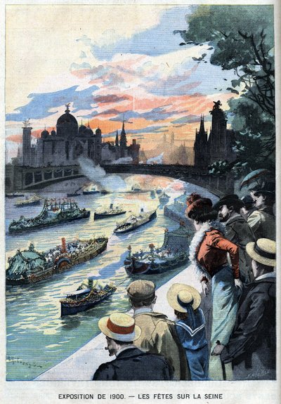 Las fiestas en el Sena en París durante la Exposición Mundial de 1900 - en "Le Petit Parisien" de French School