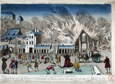 El incendio de la Feria de St Germain en París, la noche del 16 al 17 de marzo de 1762 de French School