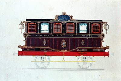 El primer furgón de correos en Francia, c.1830-48 de French School