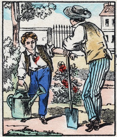 El jardinero. Grabado en "La chanson des metier". Imágenes de Epinal, finales del siglo XIX. Colección privada. de French School