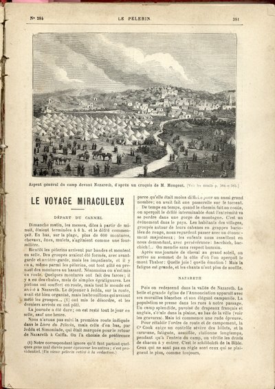 Aspecto general del campamento frente a Nazaret, basado en un croquis de M. Mougeot, Le Pèlerin. de French School
