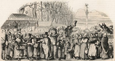 La feria del jamón en el Boulevard Bourdon en París - Grabado en "Tableau-de-Paris" por Edmond Texier 1852 de French School