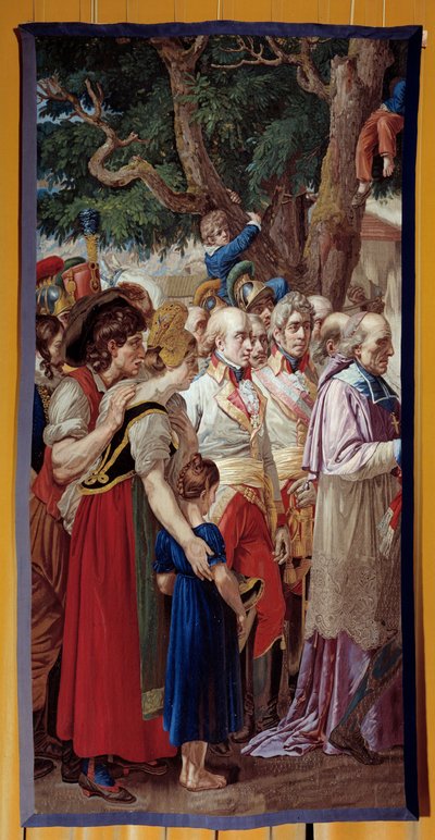 Entrega de las llaves de Viena a Napoleón I (1769-1821). El emperador regresó a la capital austriaca desierta por Francisco II de Habsburgo el 14/11/1805. Tapiz realizado por el taller de los Gobelinos de French School