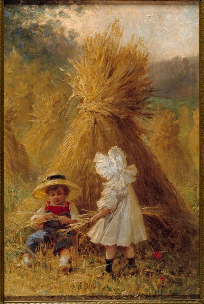 El pajar: Dos niños en los campos de French School