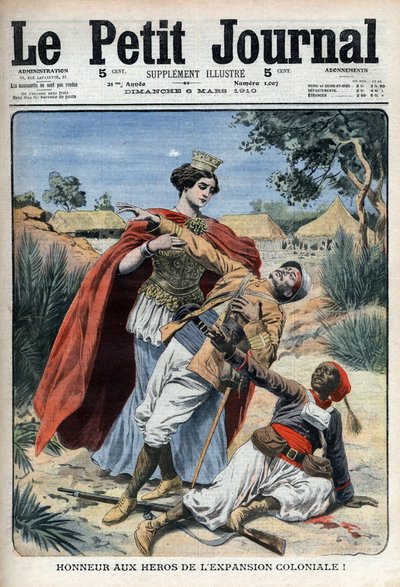 Los héroes del colonialismo (en el norte de África) son honrados - grabado alegórico 