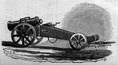 El obús del ejército austríaco utilizado durante la Batalla del Puente de Buffalora (Italia) durante el Risorgimento en 1859. Grabado en “Le Monde Illustré” n°114 del 18 de junio de 1859. de French School
