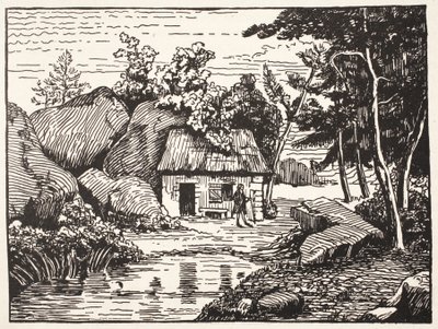 La cabaña de J.J. Rousseau de French School