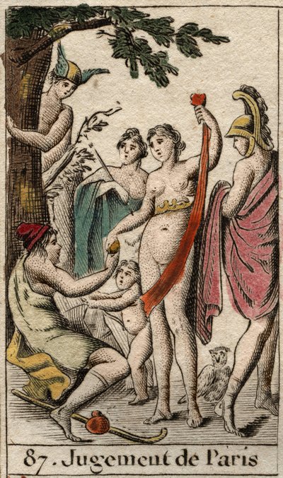 El juicio de Paris, el pastor Paris debe elegir a quién dará la manzana dorada para designar a la más bella de las tres diosas, Atenea, Afrodita o Hera. De 