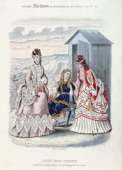 Las últimas modas parisinas para la playa y para nadar, 1872 de French School