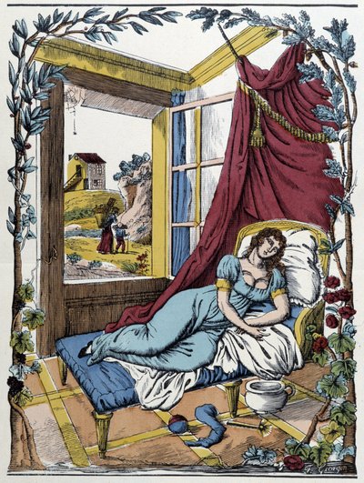 El perezoso - imagen de Epinal Pellerin, grabado por Georgin de French School