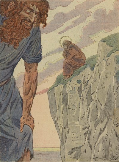 La leyenda de San Lorenzo y el gigante finlandés (litografía en color) de French School