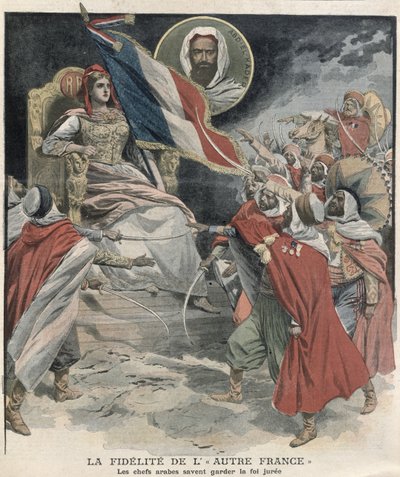La lealtad de los jefes árabes argelinos a Francia, portada de Le Petit Journal, 15 de diciembre de 1907 de French School