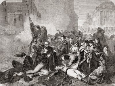 La masacre de civiles en Castle Square, Varsovia, el 8 de abril de 1861 por infantería y caballería rusa, de "L