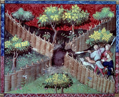 La caza del jabalí salvaje en miniatura tomada de 