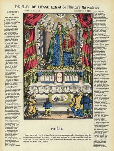 La milagrosa historia de Nuestra Señora de la Alegría (litografía en color) de French School
