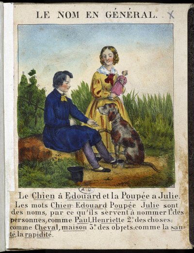 El nombre en general (un niño con un perro y una niña con una muñeca) - en “La gramática en imágenes” de French School