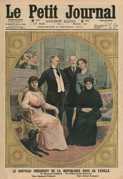 El nuevo Presidente de la República Francesa, Raymond Poincare, con su familia, ilustración de portada de 