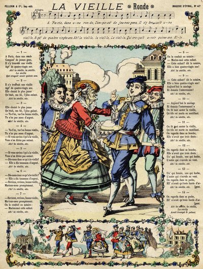 La vieja, canción popular. Imagen de Épinal del siglo XIX de French School
