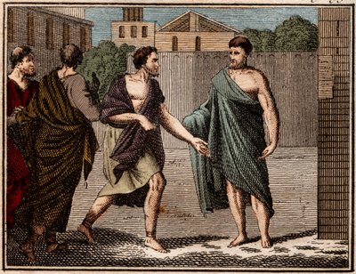 El ostracismo de Aristides el Justo (c530-c468 a.C.), soldado y estadista griego (ateniense) de French School