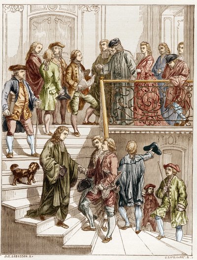 Los filósofos del siglo XVIII en la escalera de Voltaire (François Marie Arouet dit) de French School