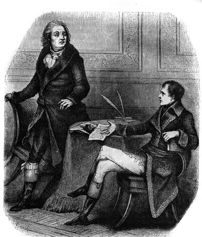 El poeta y dramaturgo Jean Francois (Jean-Francois) Ducis (1733-1816) con Bonaparte (Napoleón I) de French School