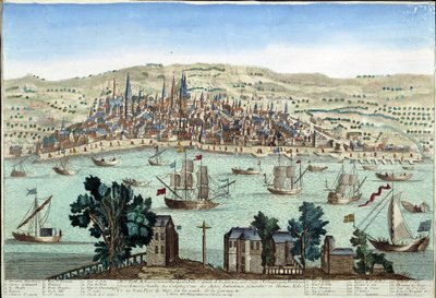 El puerto y la ciudad de Burdeos - Grabado de French School