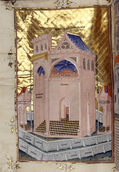 El pórtico del santo de los santos en el Templo de Salomón en Jerusalén Miniatura de "Comentarios de la Biblia" de Nicolás de la Lira (siglo XIII) de French School