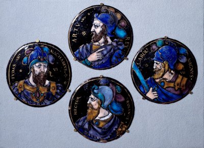 El valiente Héctor, héroe troyano, Judas Macabeo, apodado el martillo, sucesor de su padre Matatías al frente de la revuelta de los judíos contra la opresión de los Seléucidas, Carlomagno (742 - 814) de French School