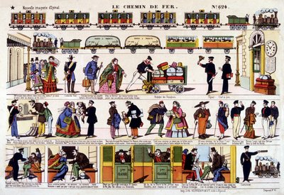 El ferrocarril, imagen de Epinal del siglo XIX de French School
