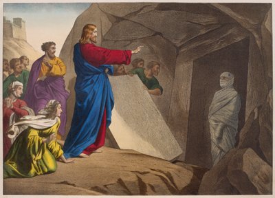 La resurrección de Lázaro, ilustración de un catecismo L