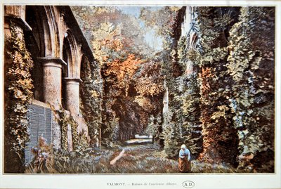 Las ruinas de la Abadía de Valmont, c. 1900 de French School