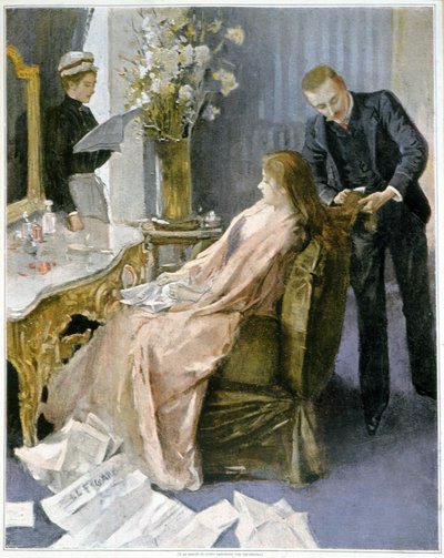La sesión del peluquero en casa - dibujo de French School