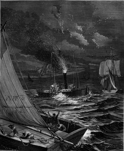 El barco fue hecho en 1807 por Robert Fulton para la ruta Nueva York - Albany en el río Hudson de French School