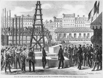 El ministro de estado Walewski colocando la primera piedra de la nueva Ópera de París, 21 de julio de 1862 de French School