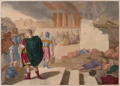 La toma de Jerusalén por Tito, ilustración de un catecismo L