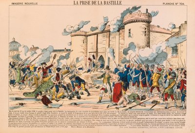 La toma de la Bastilla durante la Revolución Francesa el 14 de julio de 1789, publicada por Haguenthal, Pont-a-Mousson, 1840 de French School
