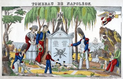 La tumba de Napoleón Bonaparte en la isla de Santa Elena. Imagen de Epinal de French School