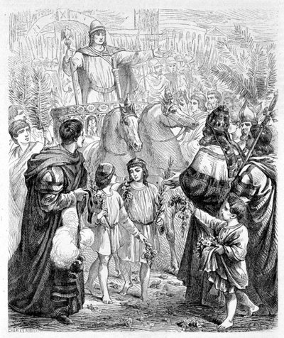 El triunfo de Constantino (emperador romano) - en "Historia de los Papas" de French School