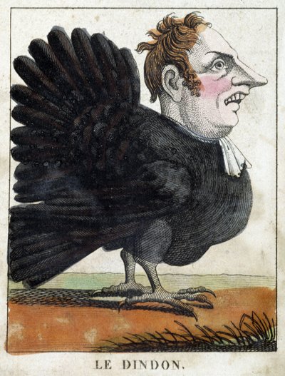 El pavo en caricatura, estudio de carácter "carácter volátil" s. XIX, imaginería popular de French School