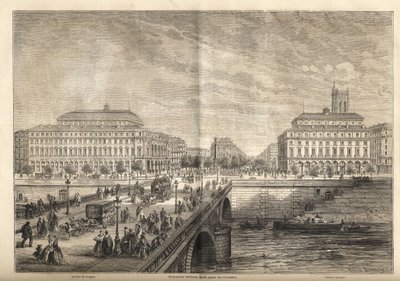 Los dos nuevos teatros de la Place du Châtelet en París en 1862 - Grabado de 