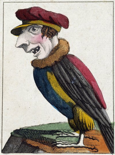 El buitre en caricatura, estudio de carácter "carácter volátil" s. XIX, imaginería popular de French School