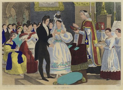 La boda (litografía en color) de French School