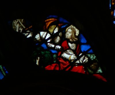 La ventana rosa oeste que representa una escena del Libro de Apocalipsis: Apertura del séptimo sello (8:1) de French School